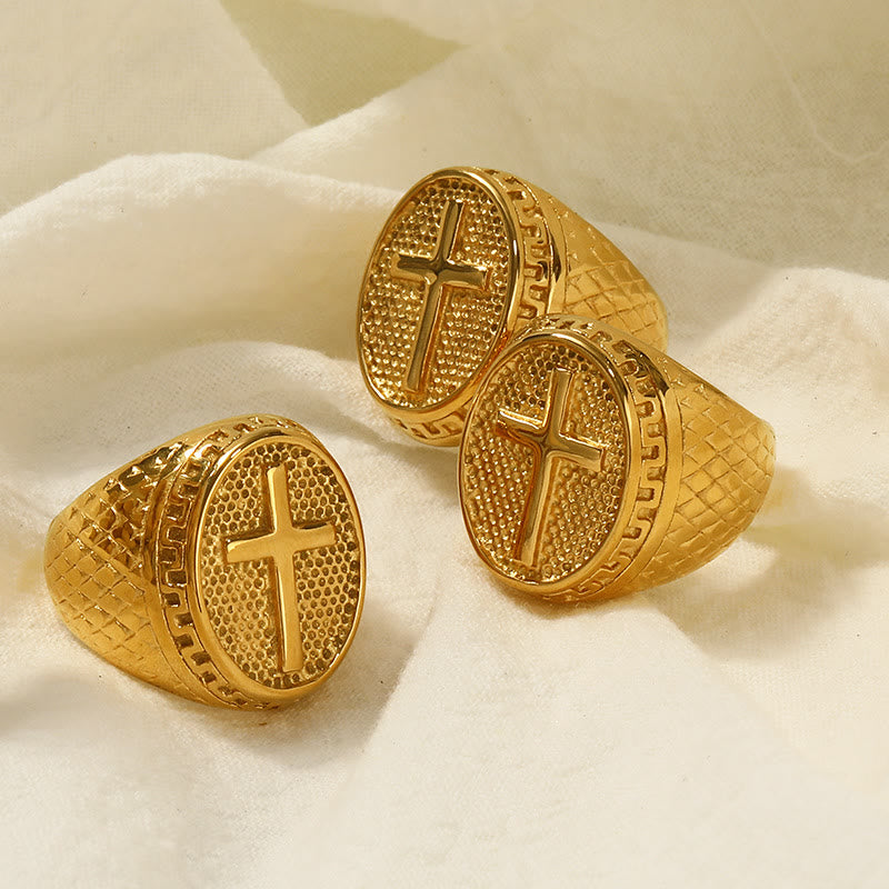Christianartworkshop Anillo único con cruz de fe divina de estilo clásico - US 11 - image 0