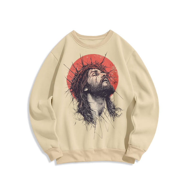 Christianartworkshop Sudadera de poliéster con forro polar y estampado de la corona de espinas de Jesús, estilo clásico y colorido. - image 0
