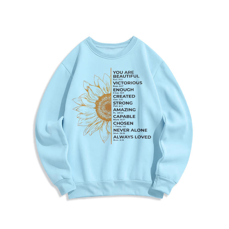 Christianartworkshop Sudadera de poliéster con forro polar y estampado de girasoles, estilo cita, con la frase "Fuerza del girasol, positividad". - image 0