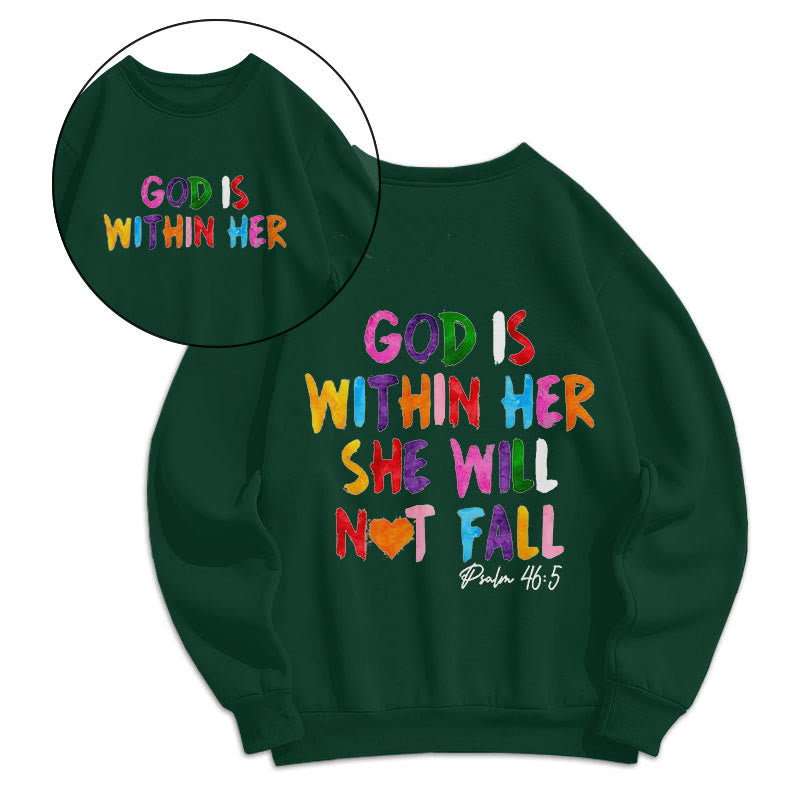 Christianartworkshop Sudadera de poliéster con forro polar y cita "Dios está dentro de ella" - Verde - 2XL - image 9