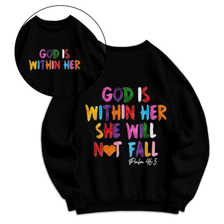 Christianartworkshop Sudadera de poliéster con forro polar y cita "Dios está dentro de ella" - Negro - 2XL - image 6