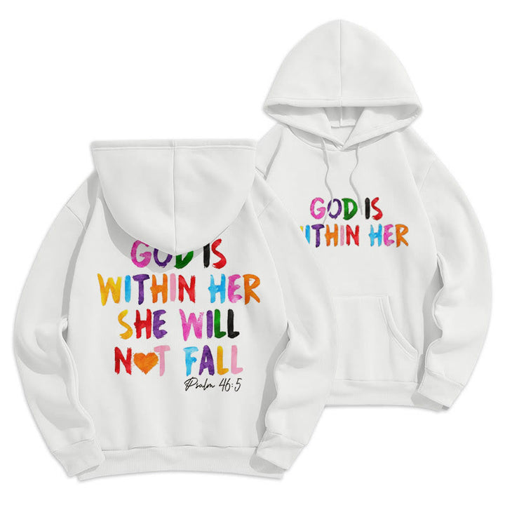 Christianartworkshop Sudadera con capucha de poliéster forrada de felpa con la frase "Dios está dentro de ella" - image 0