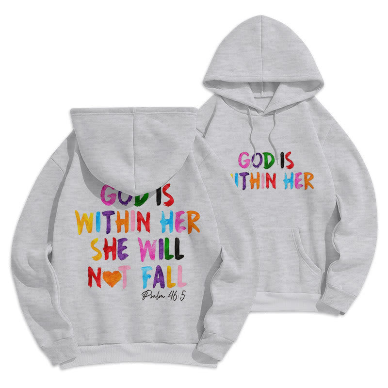 Christianartworkshop Sudadera con capucha de poliéster forrada de felpa con la frase "Dios está dentro de ella" - image 11