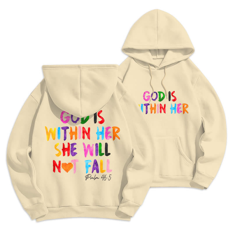 Christianartworkshop Sudadera con capucha de poliéster forrada de felpa con la frase "Dios está dentro de ella" - image 7