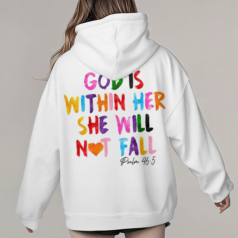 Christianartworkshop Sudadera con capucha de poliéster forrada de felpa con la frase "Dios está dentro de ella" - image 4