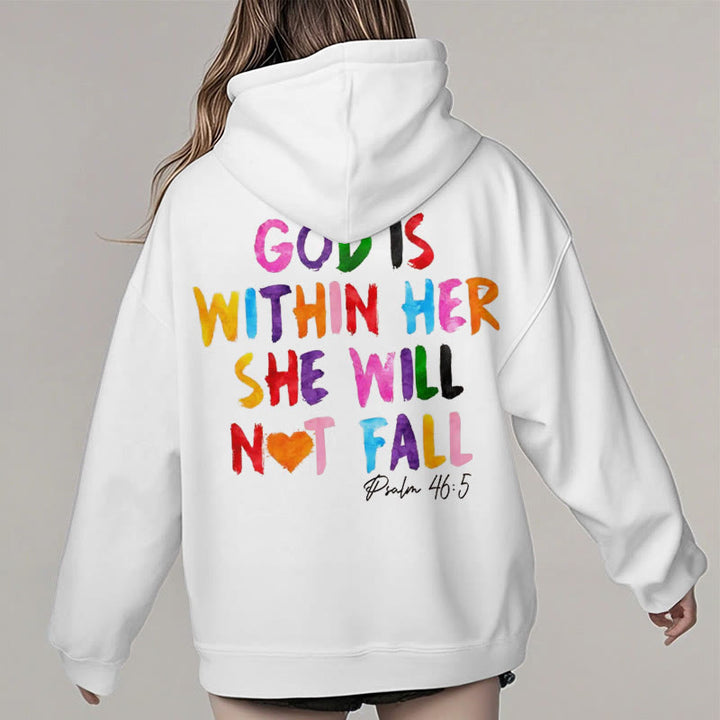 Christianartworkshop Sudadera con capucha de poliéster forrada de felpa con la frase "Dios está dentro de ella" - image 4