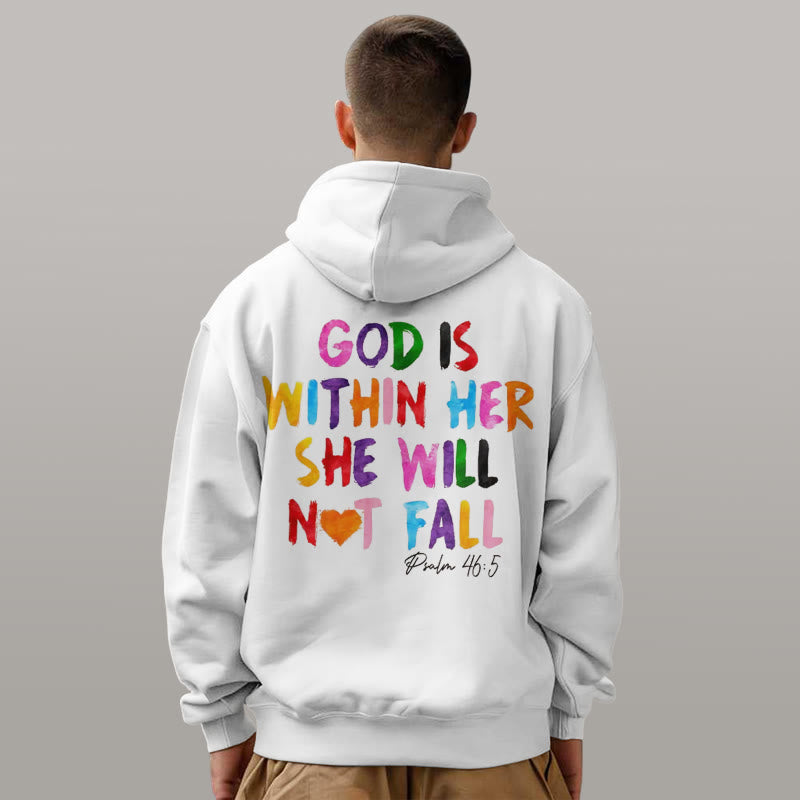 Christianartworkshop Sudadera con capucha de poliéster forrada de felpa con la frase "Dios está dentro de ella" - image 3