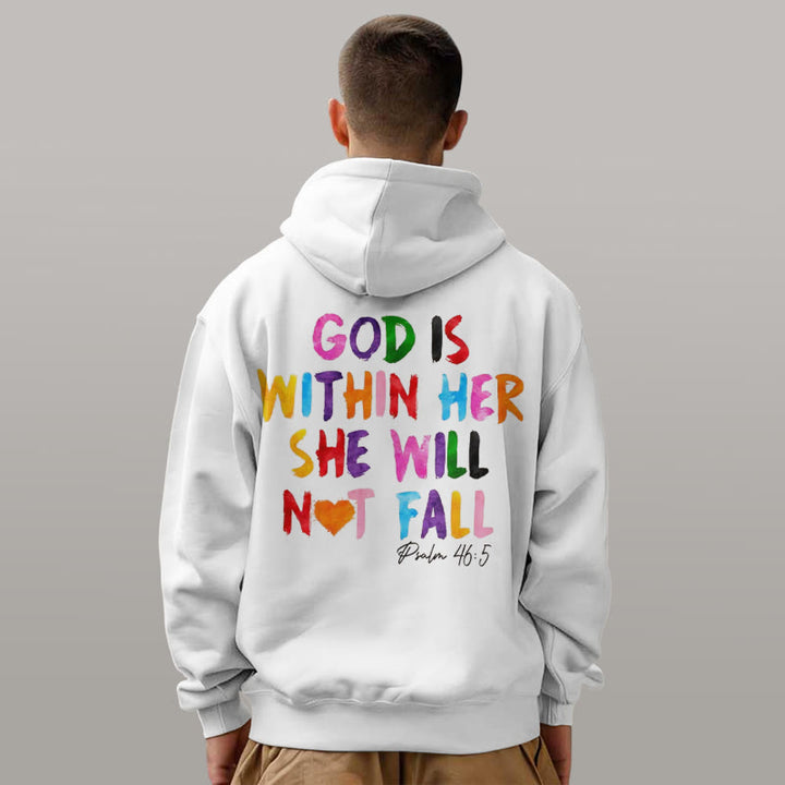 Christianartworkshop Sudadera con capucha de poliéster forrada de felpa con la frase "Dios está dentro de ella" - image 3