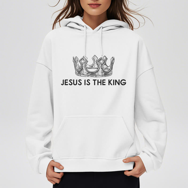 Christianartworkshop Sudadera con capucha de poliéster forrada de felpa con la frase "Jesús es el Rey" - image 10