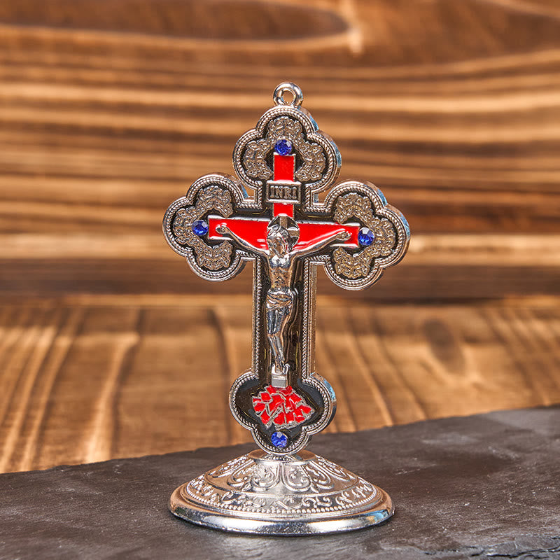 Christianartworkshop Adornos de escritorio con soporte para crucifijo radiante y ornamentado de estilo retro clásico. - image 8