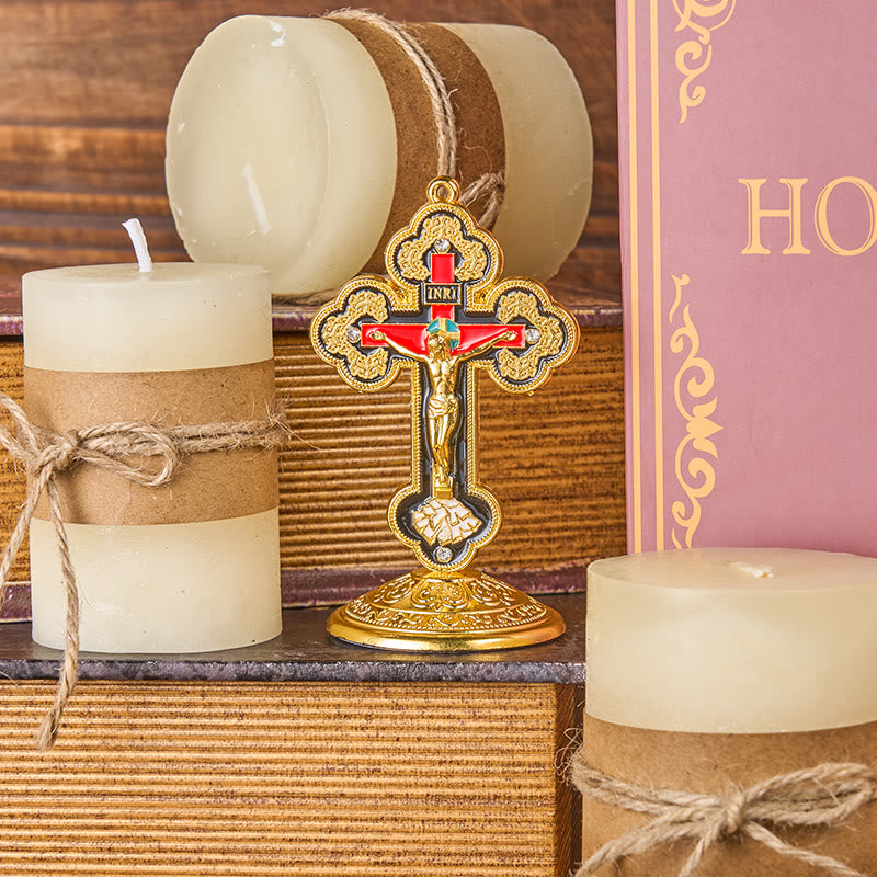 Christianartworkshop Adornos de escritorio con soporte para crucifijo radiante y ornamentado de estilo retro clásico. - image 16