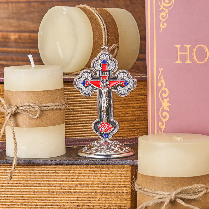 Christianartworkshop Adornos de escritorio con soporte para crucifijo radiante y ornamentado de estilo retro clásico. - image 15