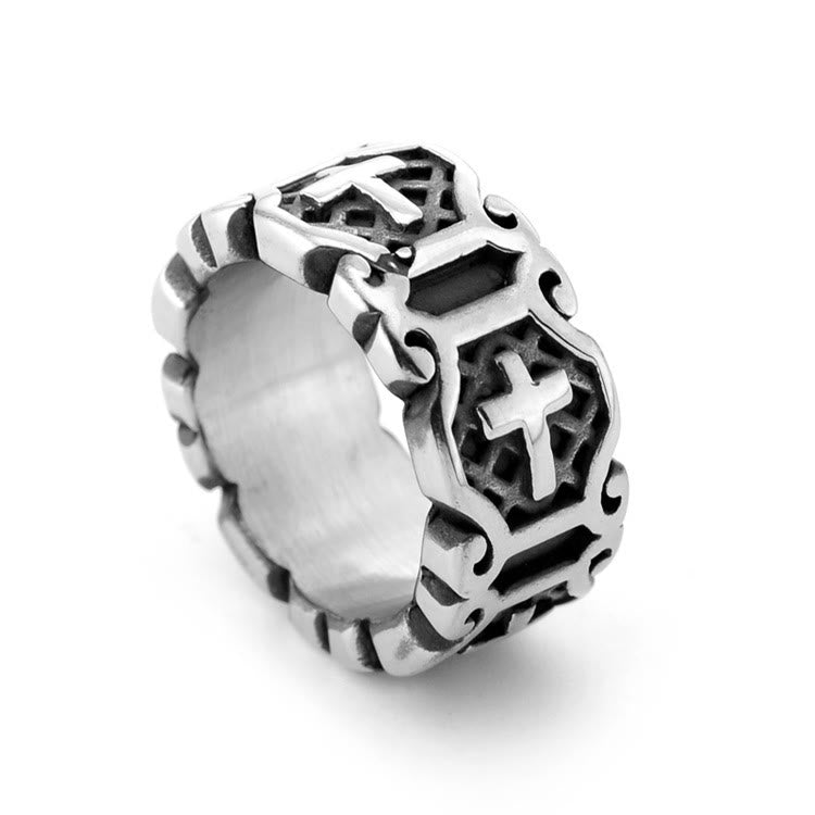 Christianartworkshop Anillo con elegante diseño de cruz sagrada de estilo moderno - Plata - US 13 - image 1