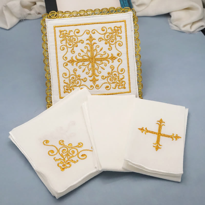 Christianartworkshop Conjunto de velo y purificador para cáliz Golden Grace de estilo clásico. Juego de mantelería religiosa para altar. - Velo del cáliz - image 0