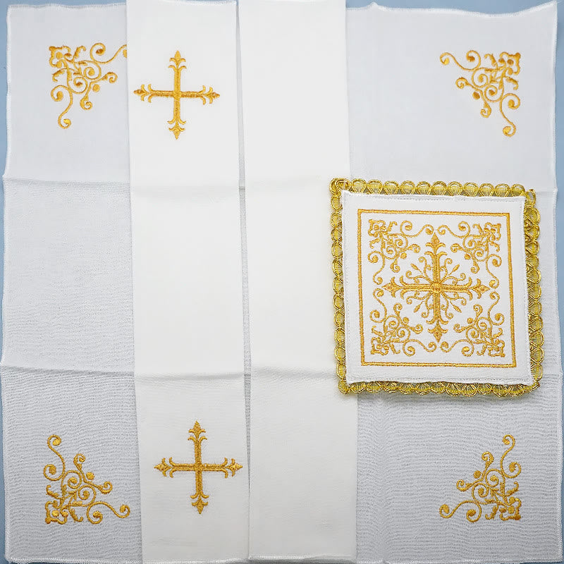 Christianartworkshop Conjunto de velo y purificador para cáliz Golden Grace de estilo clásico. Juego de mantelería religiosa para altar. - image 10