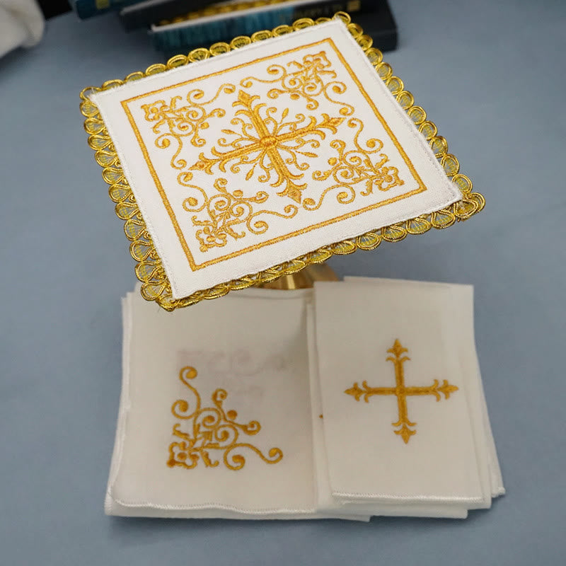 Christianartworkshop Conjunto de velo y purificador para cáliz Golden Grace de estilo clásico. Juego de mantelería religiosa para altar. - image 1