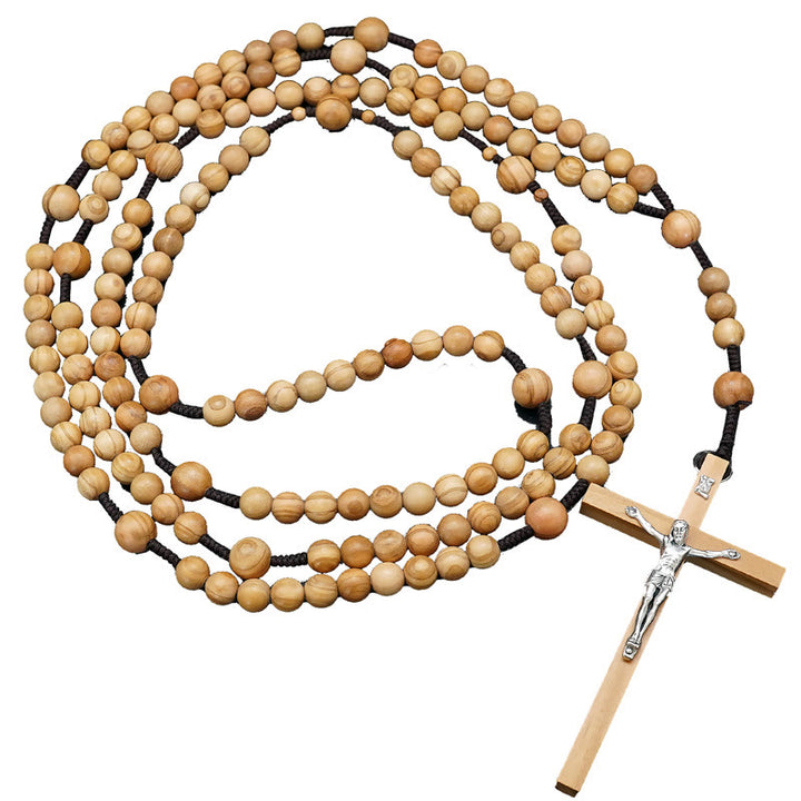 Christianartworkshop Rosario de quince décadas para rezar, con cuentas de madera de olivo de 12 mm, del Santísimo Sacramento. - image 6