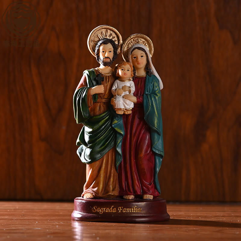 Christianartworkshop Conjunto de figuras de la Sagrada Familia de estilo colorido para decoración de escritorio. - Sagrada Familia - image 0