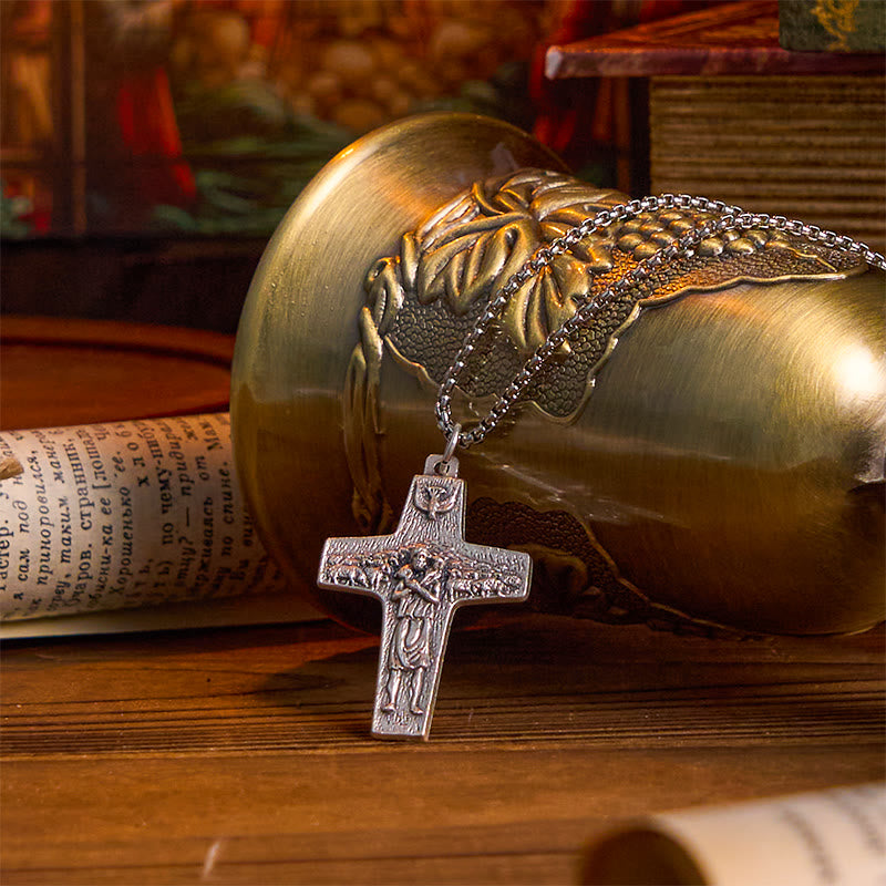 Christianartworkshop Collar con colgante de estilo retro de Jesús y sus ovejas, el Buen Pastor. - image 1