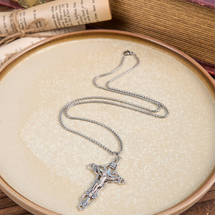 Christianartworkshop Collar con colgante de crucifijo de Jesús de estilo retro, exclusivo y artesanal. - image 2