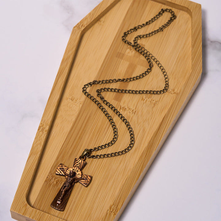 Christianartworkshop Collar con colgante de acero de titanio con cruz de Jesús y diseño de árbol de estilo retro. - image 15