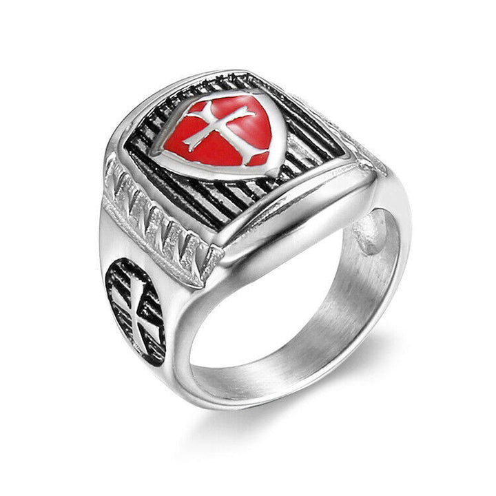 Christianartworkshop Anillo con cruz y escudo templario: un emblema sagrado de valor y fe. - image 3
