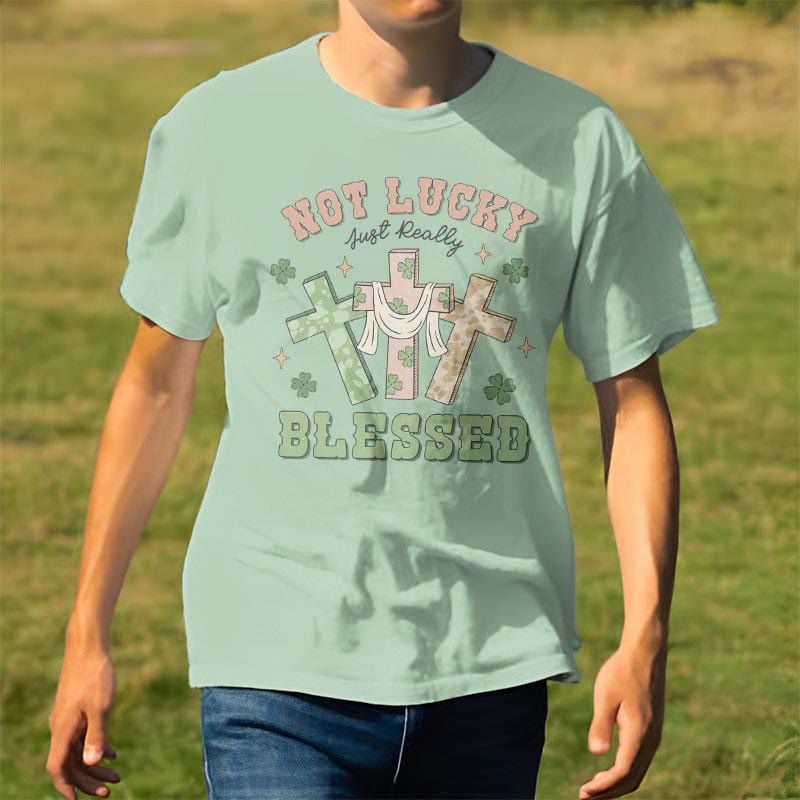 Christianartworkshop Camiseta inspirada en la fe: No tengo suerte, solo estoy bendecido - image 2