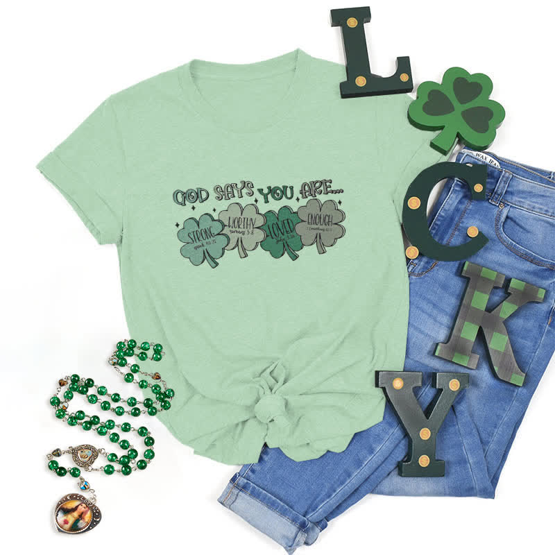 Christianartworkshop Trébol Divino: Camiseta inspirada en las promesas de Dios - Verde claro - 2XL - image 3