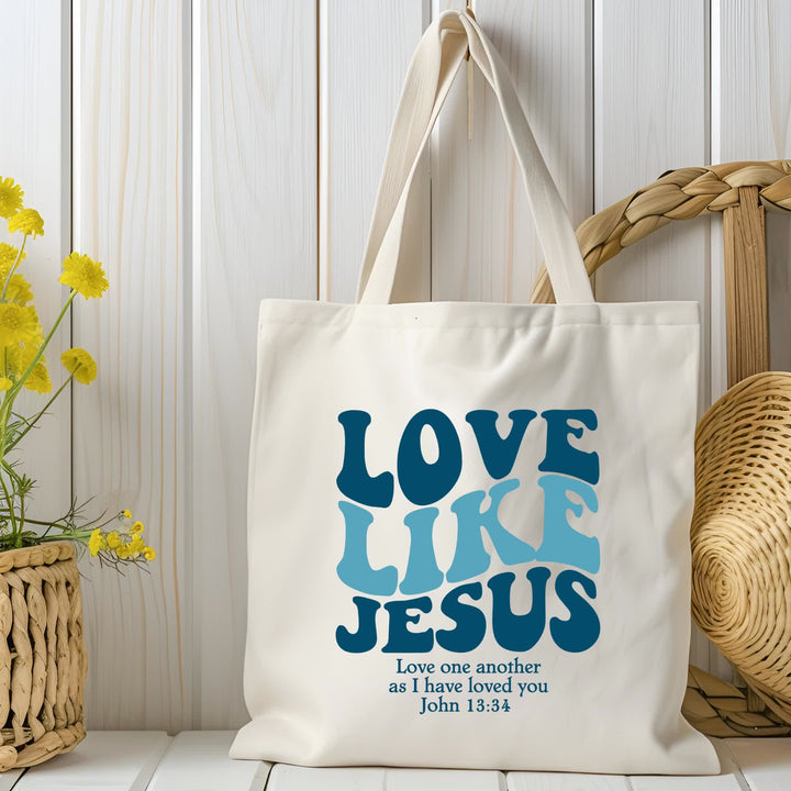 Christianartworkshop Ama como Jesús - Bolso de lona inspirador con temática religiosa - image 2