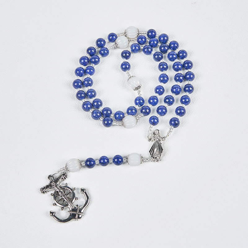 Christianartworkshop Rosario de la Divina Misericordia con temática oceánica y dije de ancla: Embárcate en un viaje de fe con Cristo. - image 6