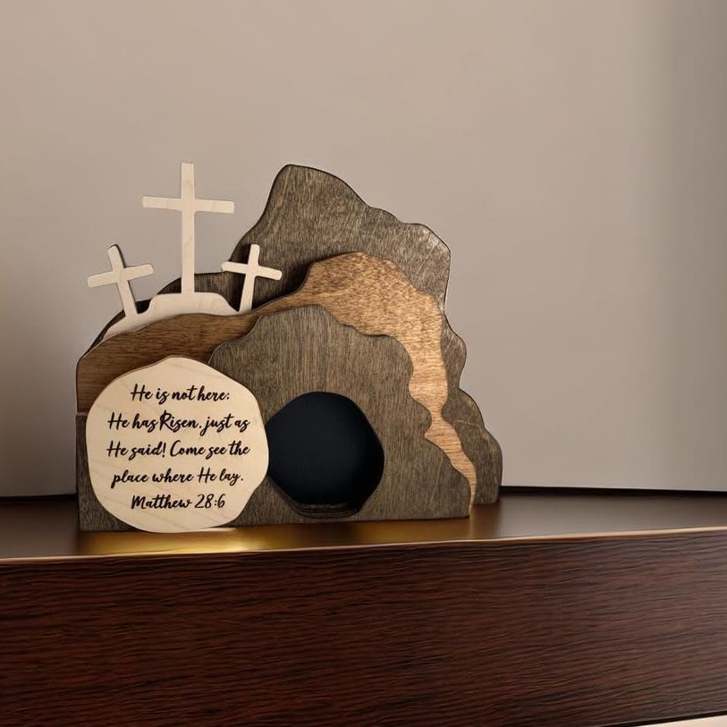Christianartworkshop Celebra la Resurrección de Pascua con la decoración de mesa de madera "Ha Resucitado". - ¡Ha resucitado! - image 0