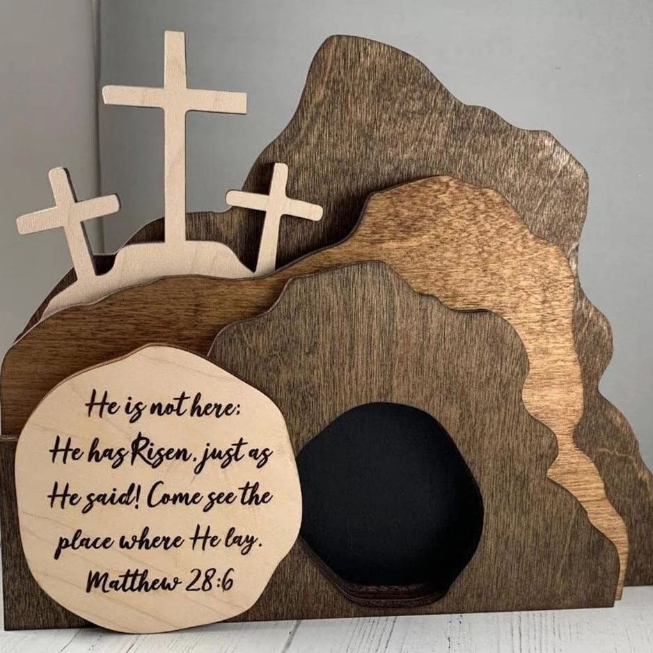 Christianartworkshop Celebra la Resurrección de Pascua con la decoración de mesa de madera "Ha Resucitado". - image 1
