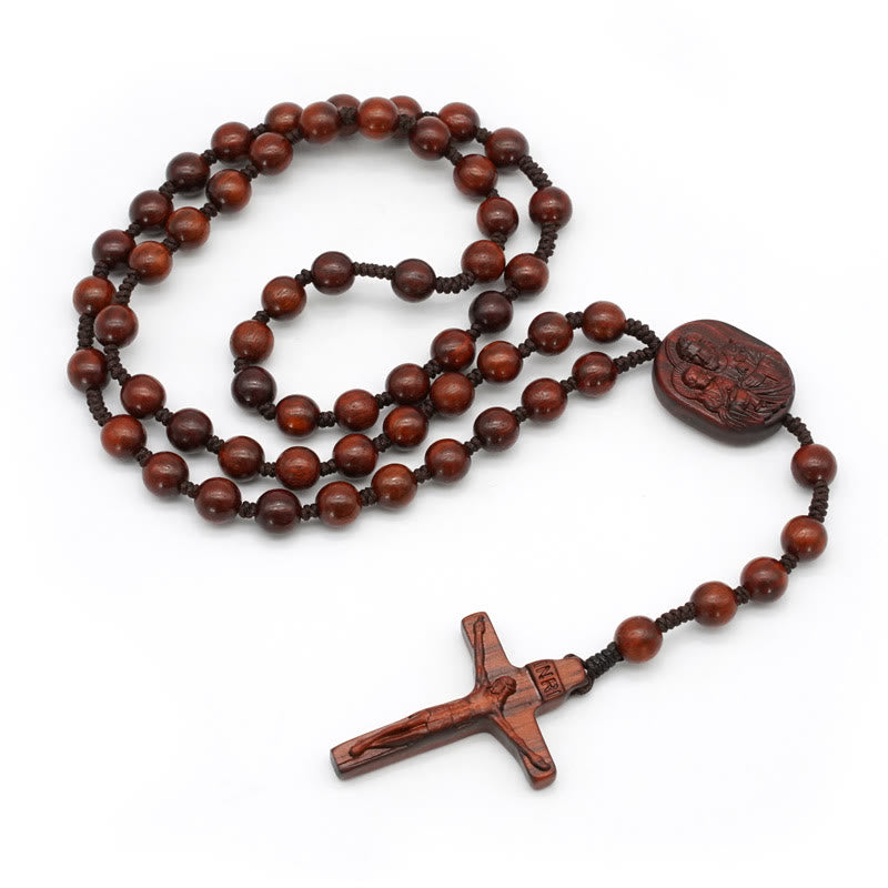 Christianartworkshop Rosario con crucifijo de cuentas de madera de olivo - image 10