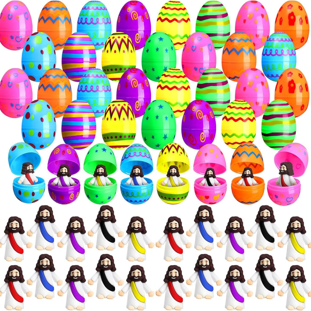 Christianartworkshop 10/20/30 huevos de Pascua con figura de Jesús en miniatura para búsqueda de huevos de Pascua/relleno de cestas - 30 piezas/juego - image 1