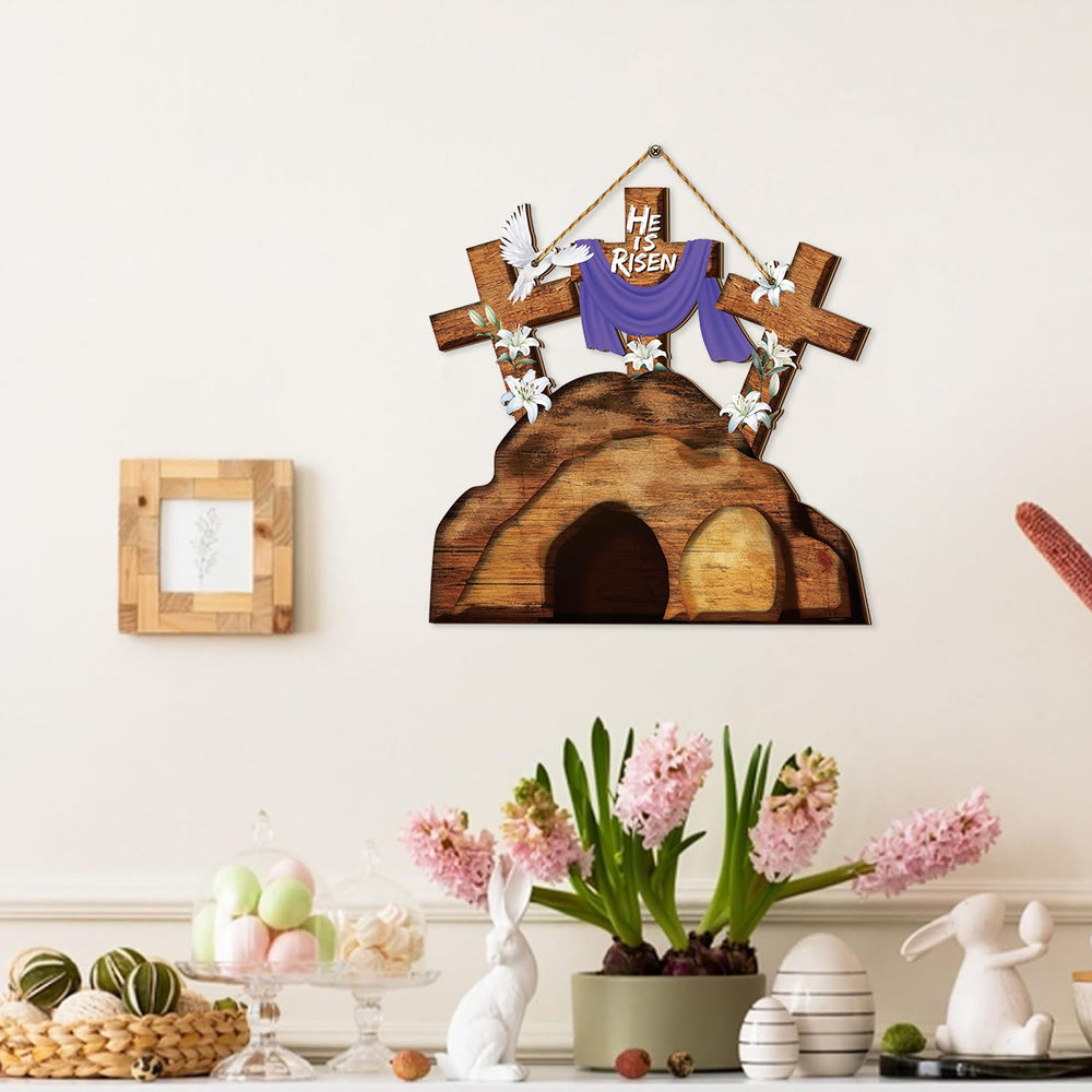 Christianartworkshop Adorno de Pascua en forma de cruz de madera - Celebra la Resurrección - image 1
