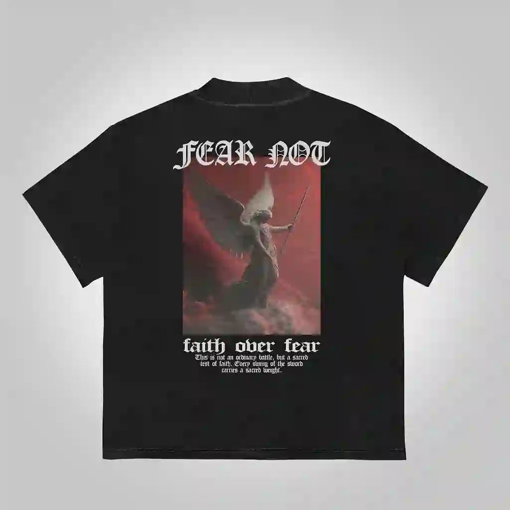 Christianartworkshop Camiseta de algodón con estampado gráfico "Sopula Fear Not-Faith Over Fear" (No temas, fe sobre el miedo) - Negro - 2XL - image 0