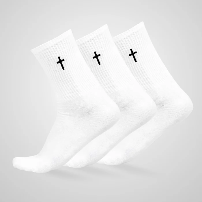 Christianartworkshop Calcetines de algodón con la fe cristiana: la gracia en cada paso. - Blanco - 3 pares - image 0