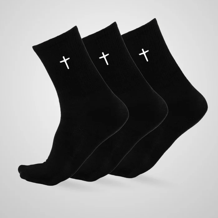 Christianartworkshop Calcetines de algodón con la fe cristiana: la gracia en cada paso. - Negro - 3 pares - image 3