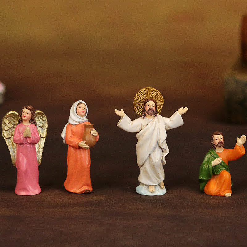Christianartworkshop Escena de la Resurrección con Jesús, ángeles y discípulos - Adorno iluminado del Nacimiento de Pascua - image 1