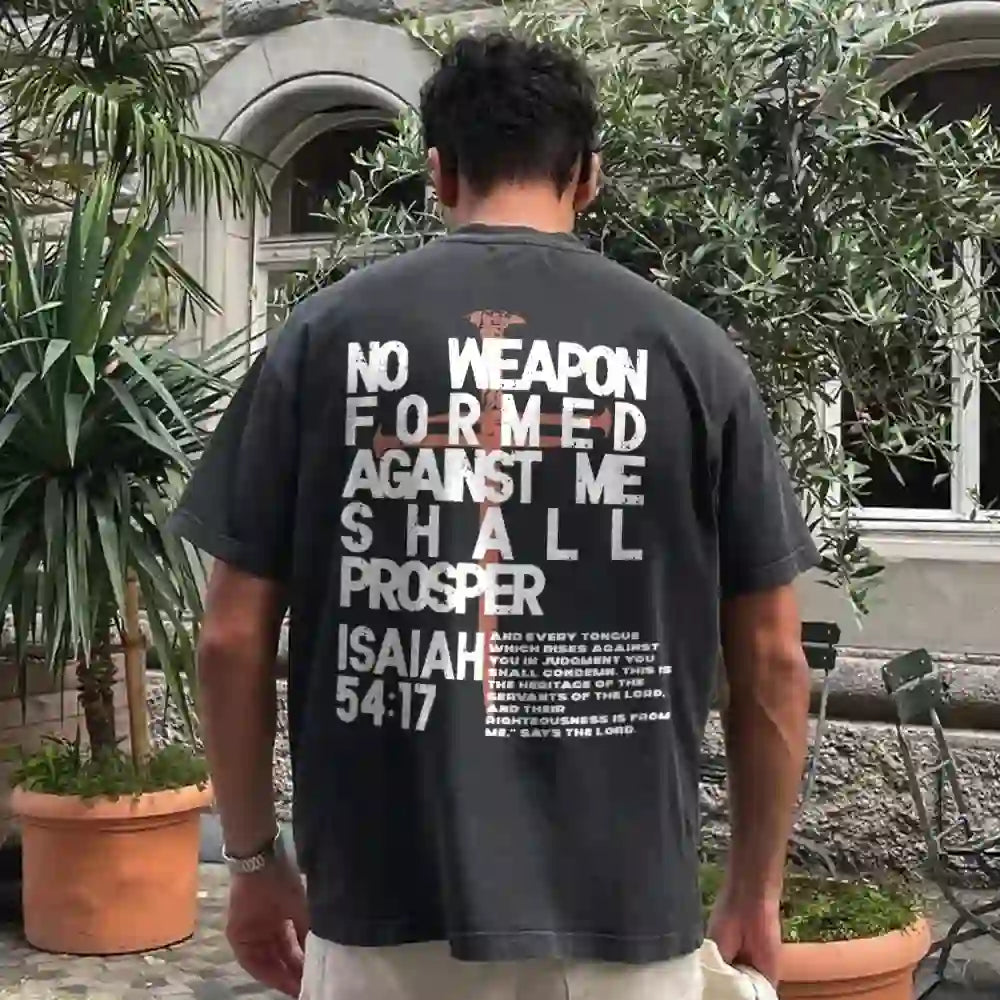 Christianartworkshop Camiseta unisex lavada con estampado "Ningún arma se forma contra mí" - image 3
