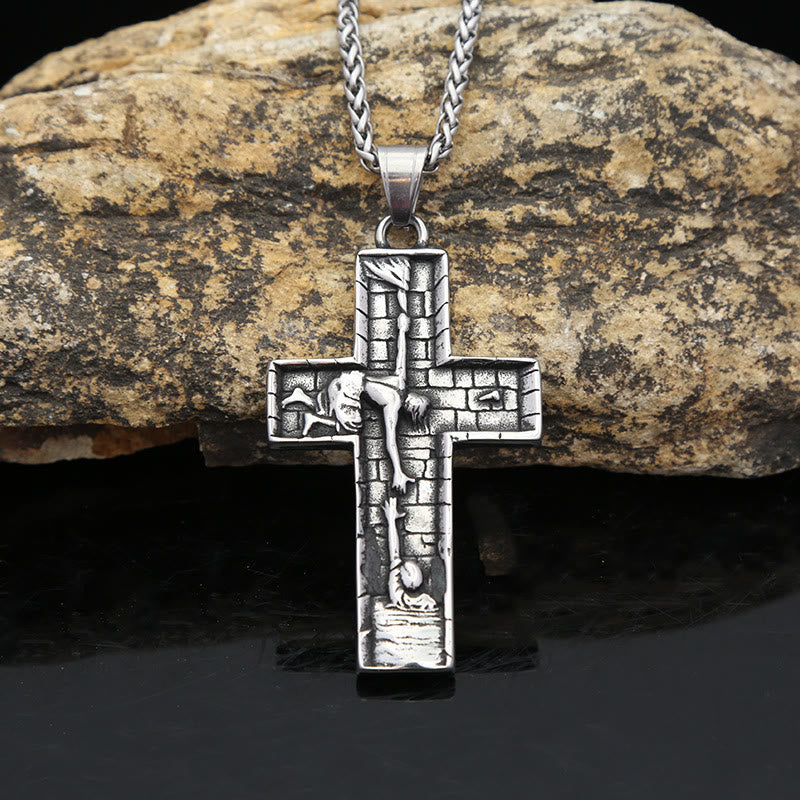 Christianartworkshop Collar con cruz Manos de Redención: Un testimonio de rescate divino - image 1
