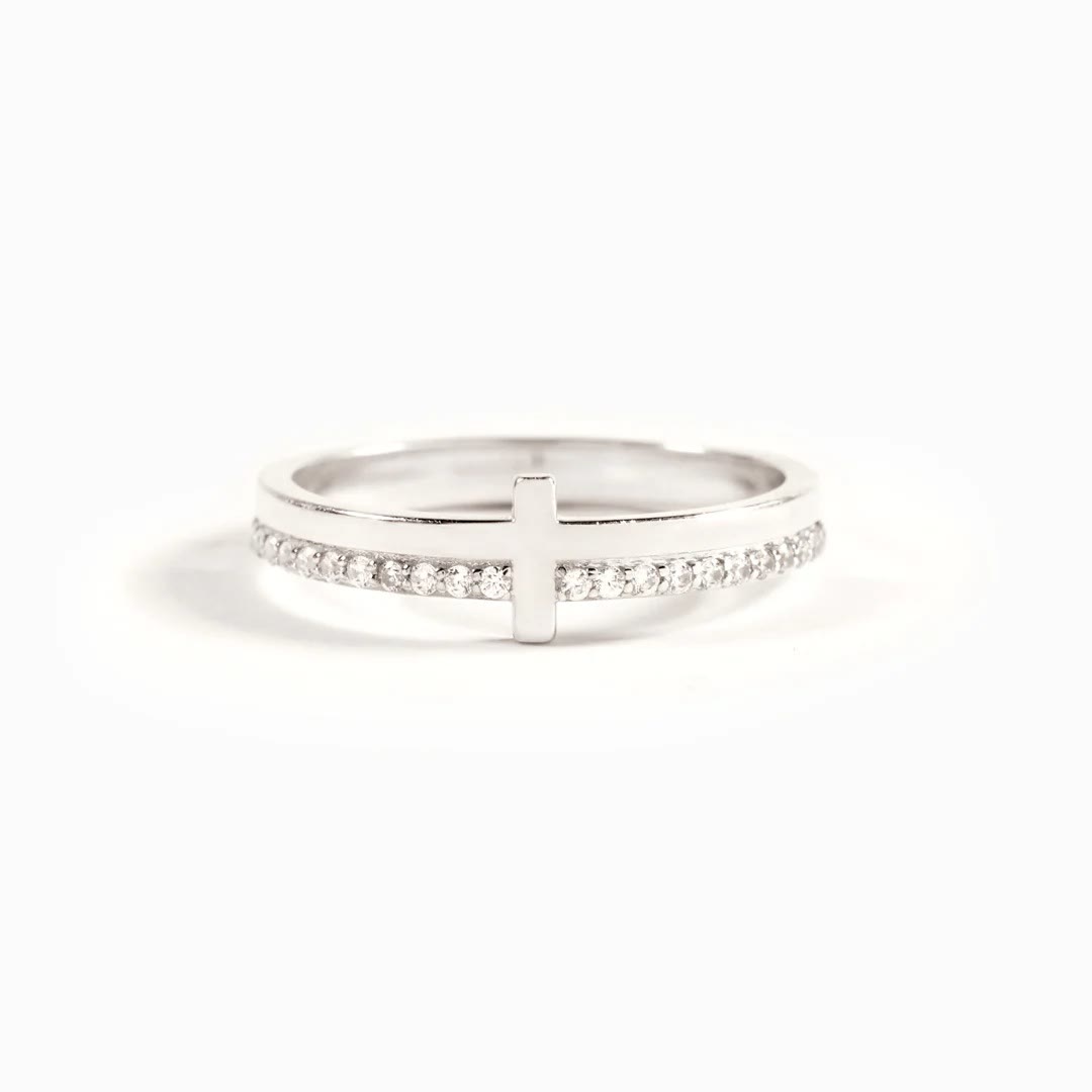 Christianartworkshop Anillo de plata 925 con la inscripción "JESÚS y Cruz" para "Orar" - Atrae el poder divino a través de la fe. - Plata - US 10 - image 4