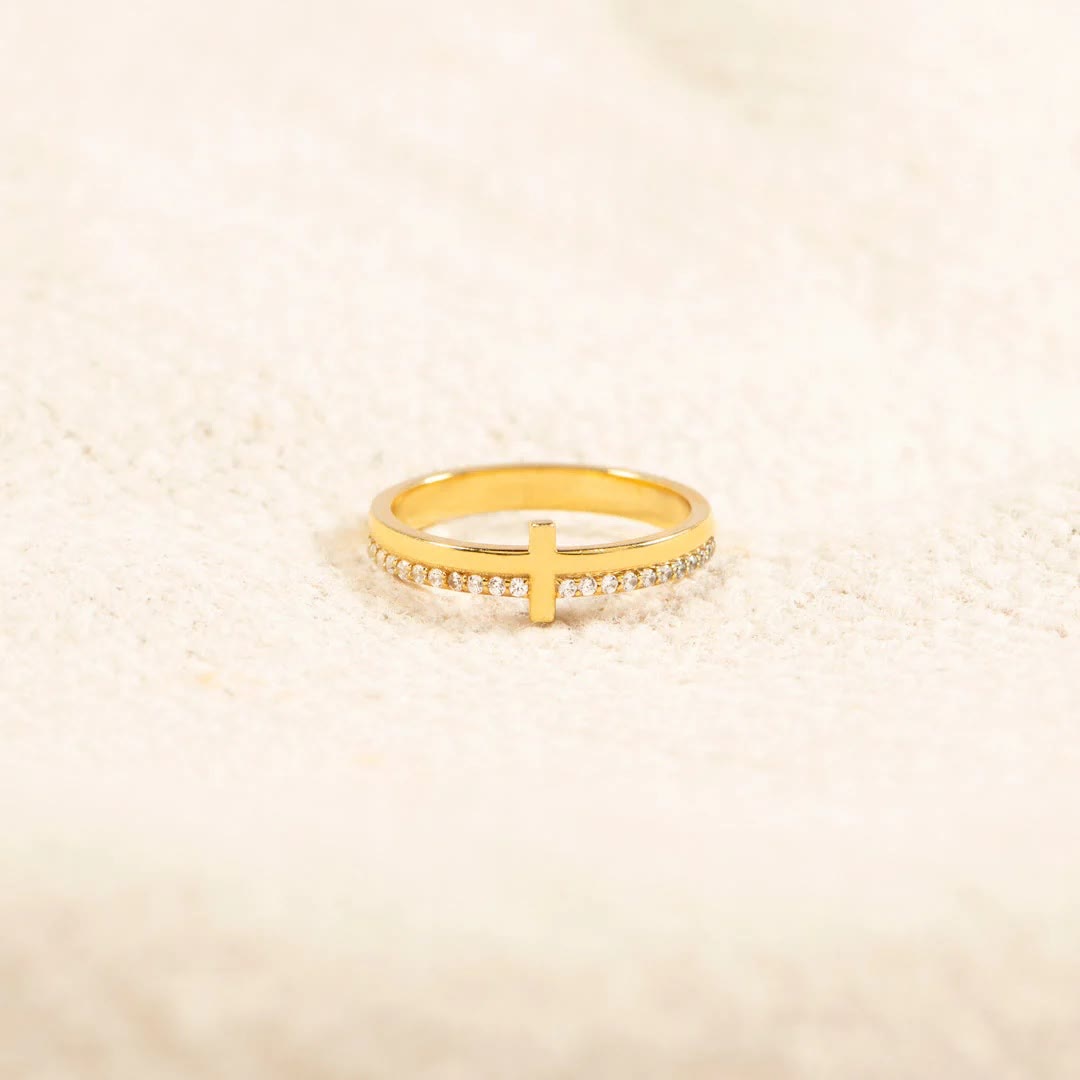 Christianartworkshop Anillo de plata 925 con la inscripción "JESÚS y Cruz" para "Orar" - Atrae el poder divino a través de la fe. - image 2