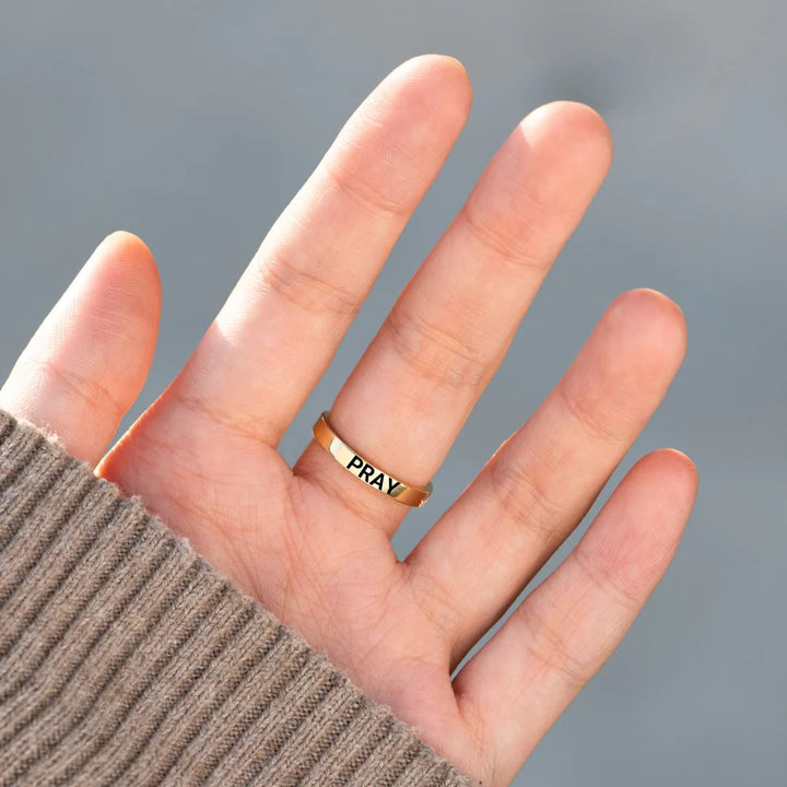 Christianartworkshop Anillo de plata 925 con la inscripción "JESÚS y Cruz" para "Orar" - Atrae el poder divino a través de la fe. - Oro - US 10 - image 0