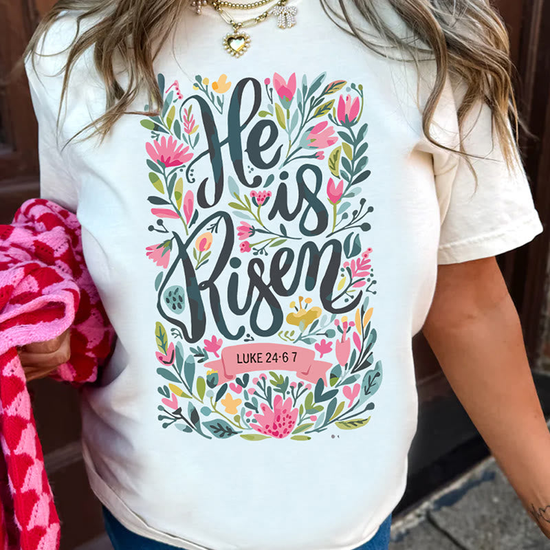 Christianartworkshop Camiseta con estampado floral "Él ha resucitado" - image 11