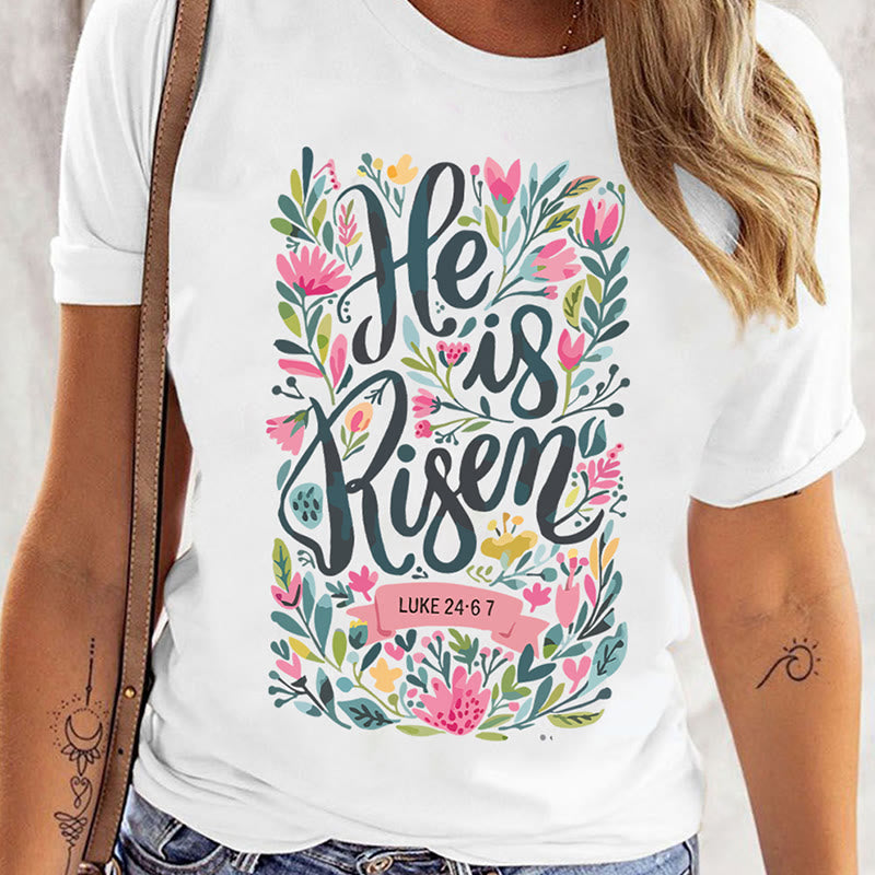 Christianartworkshop Camiseta con estampado floral "Él ha resucitado" - image 9