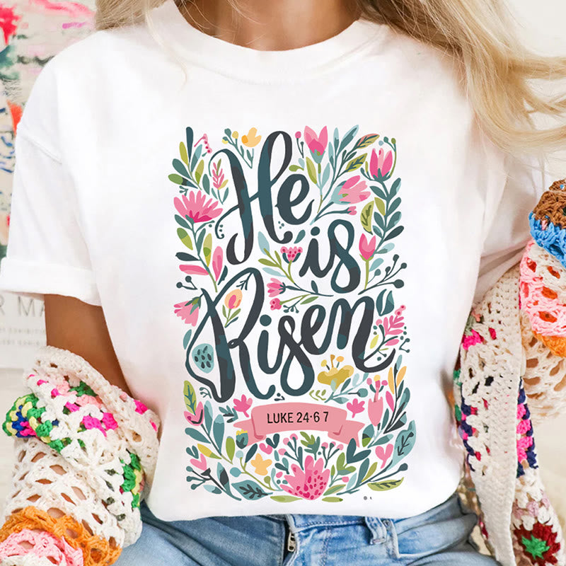 Christianartworkshop Camiseta con estampado floral "Él ha resucitado" - image 12