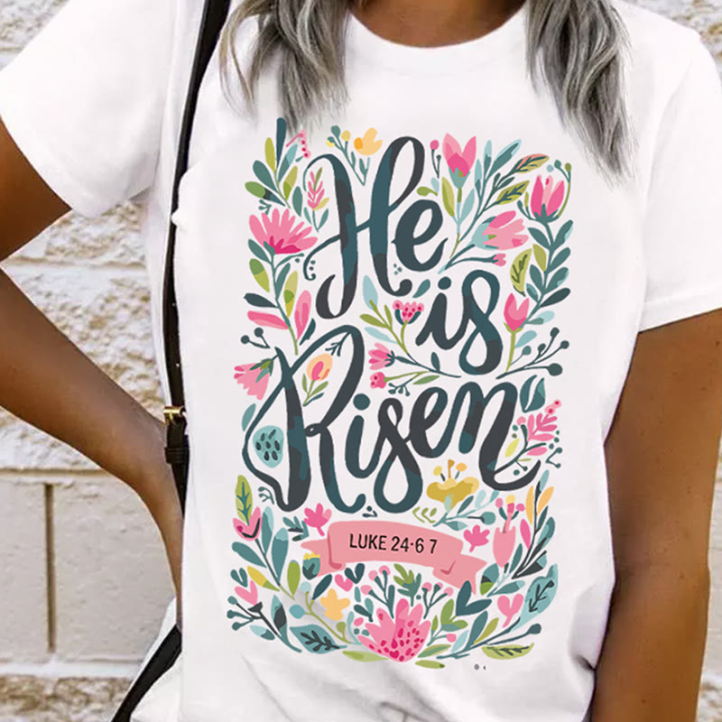 Christianartworkshop Camiseta con estampado floral "Él ha resucitado" - image 10