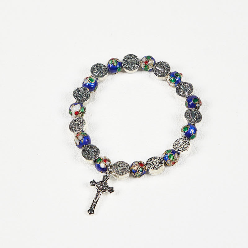 Christianartworkshop Pulsera de cuentas de cloisonné azul hechas a mano con la inscripción "Bendición Divina": un símbolo de fe. - image 7