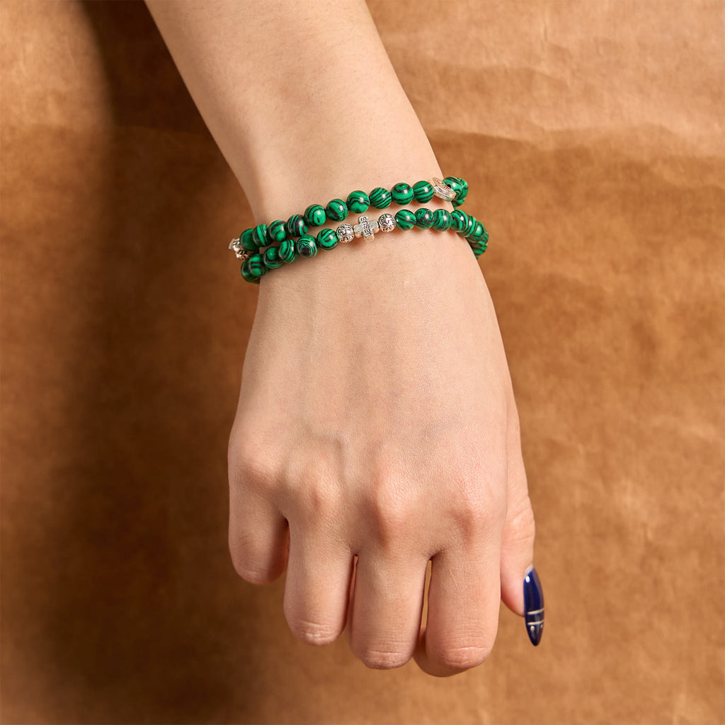 Christianartworkshop Pulsera de rosario con cruz de cuentas de malaquita verde "Amo a Jesús" - image 3